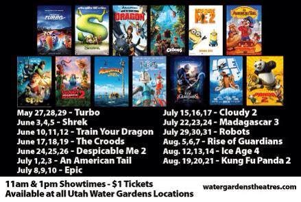 I Heart Salt Lake Kids Summer Dollar Movies At Water Gardens Theaters
