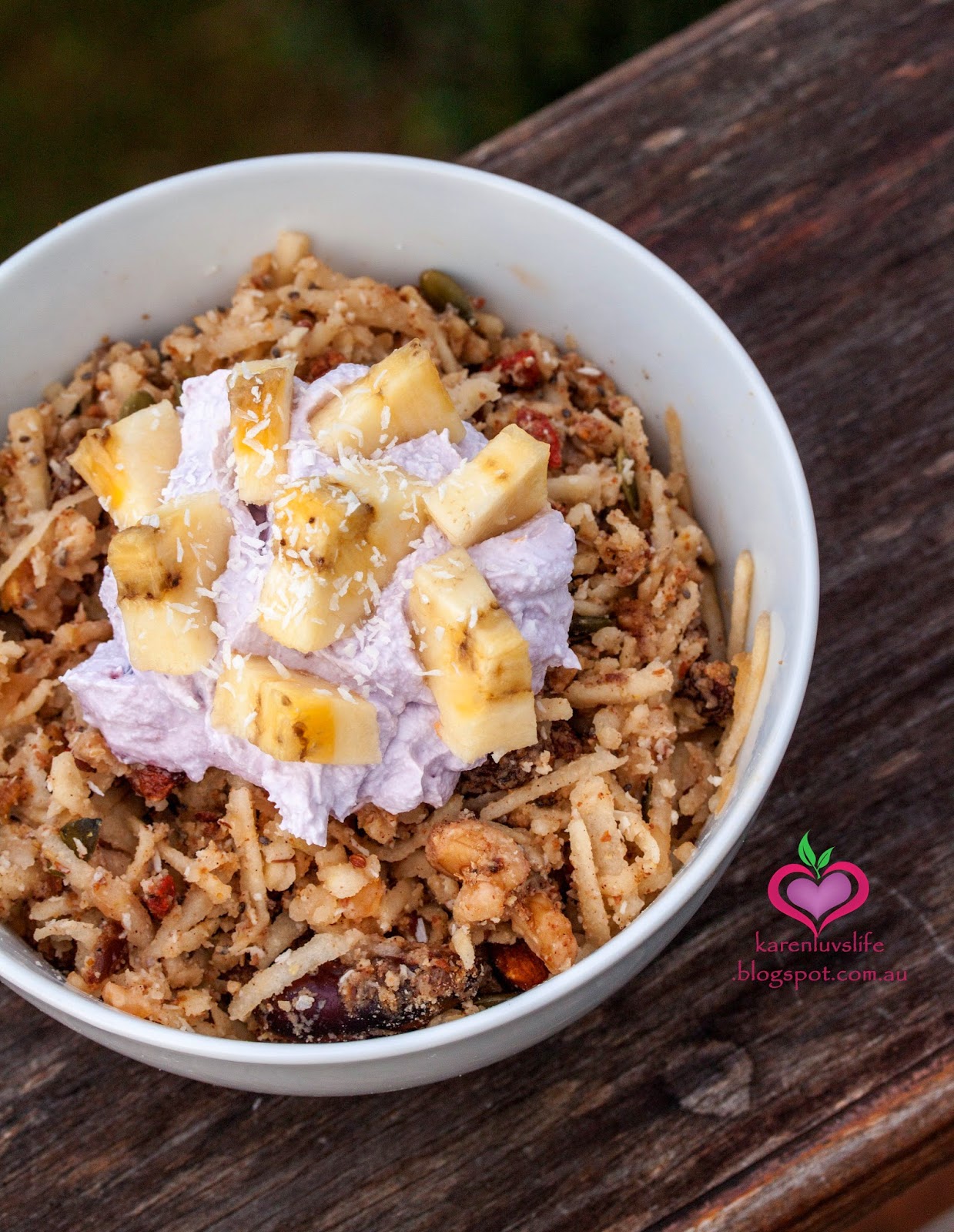 KARENLUVSLIFE Apple and Cinnamon Bircher Muesli with Berry CoYo and Banana