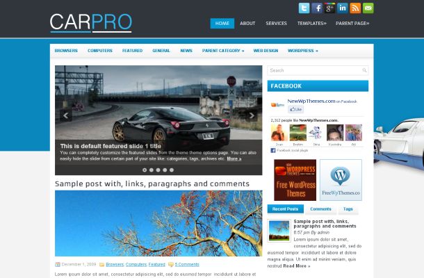 Free Wordpress Blue Cars News Blog Theme Template Free Wordpress Blue Cars News Blog Theme Template