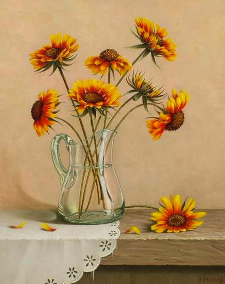 pinturas-decorativas-de-jarras-con-flores-oleos bodegones-de-flores-realistas