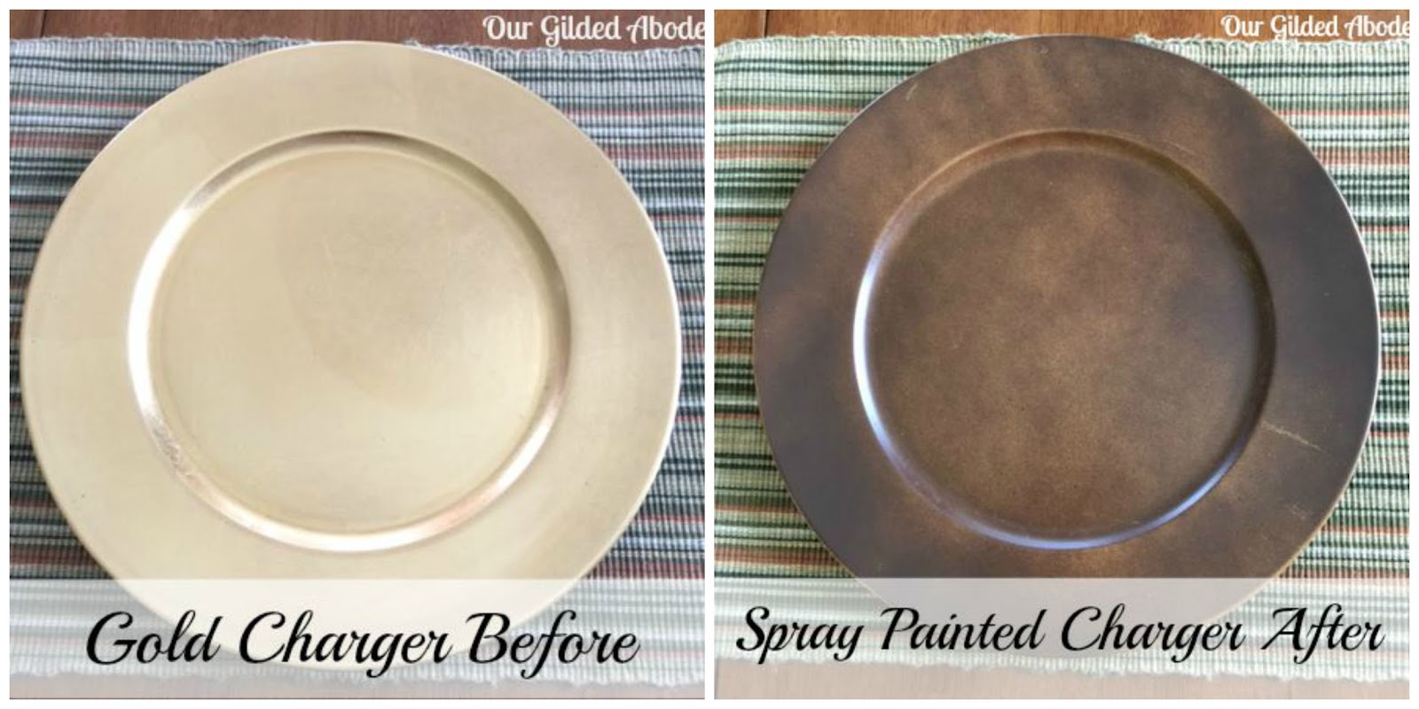 Our Gilded Abode Spray Painted Chargers