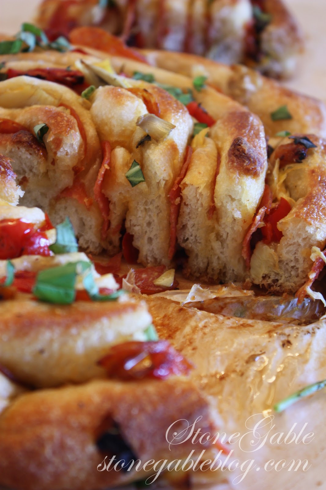 PEPPERONI ARTICHOKE BREADSTICK FOCACCIA StoneGable