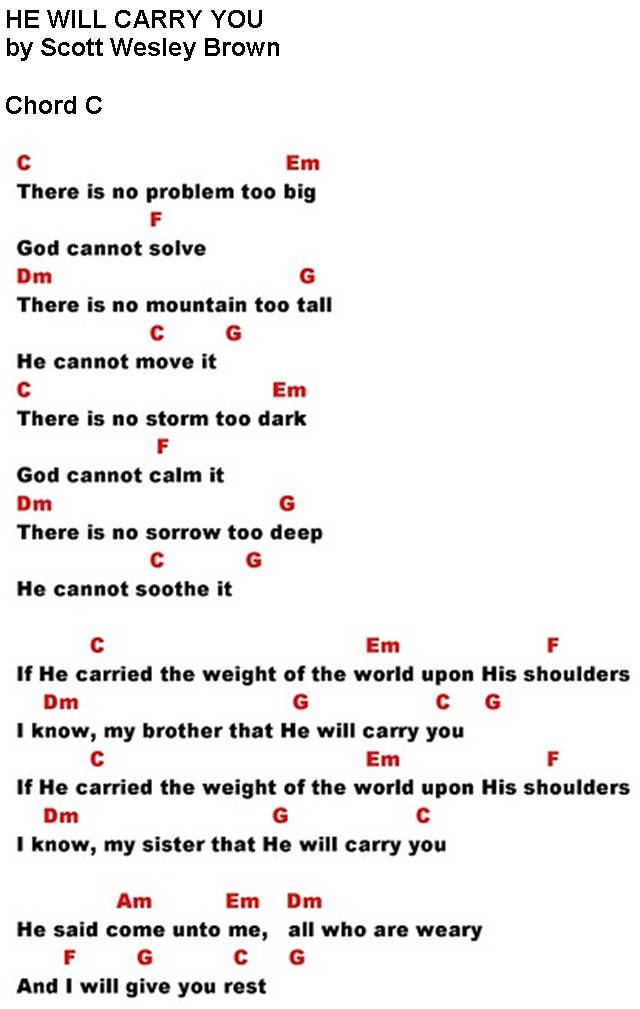 HE WILL CARRY YOU (Scott Wesley Brown) lyrics and chords Sing and