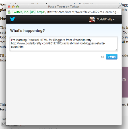 code it pretty make your own tweetable links for blogger