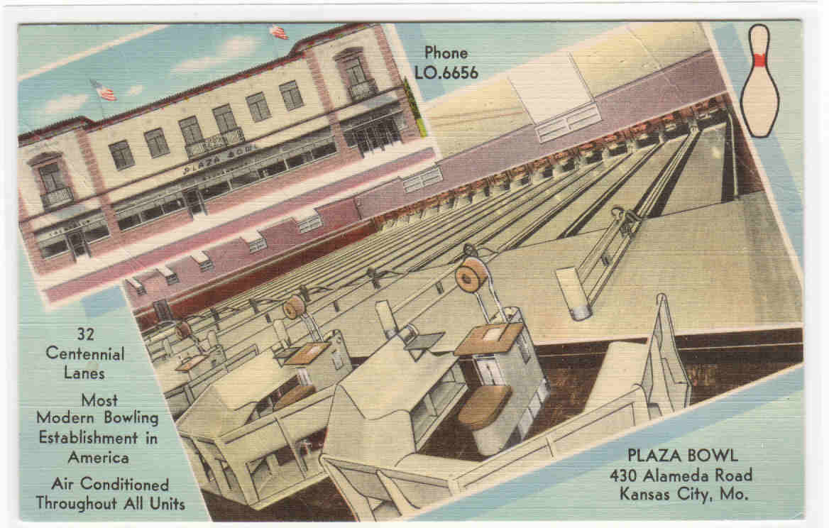 My Life In Postcards Let's Go Bowling Plaza Bowl Kansas City