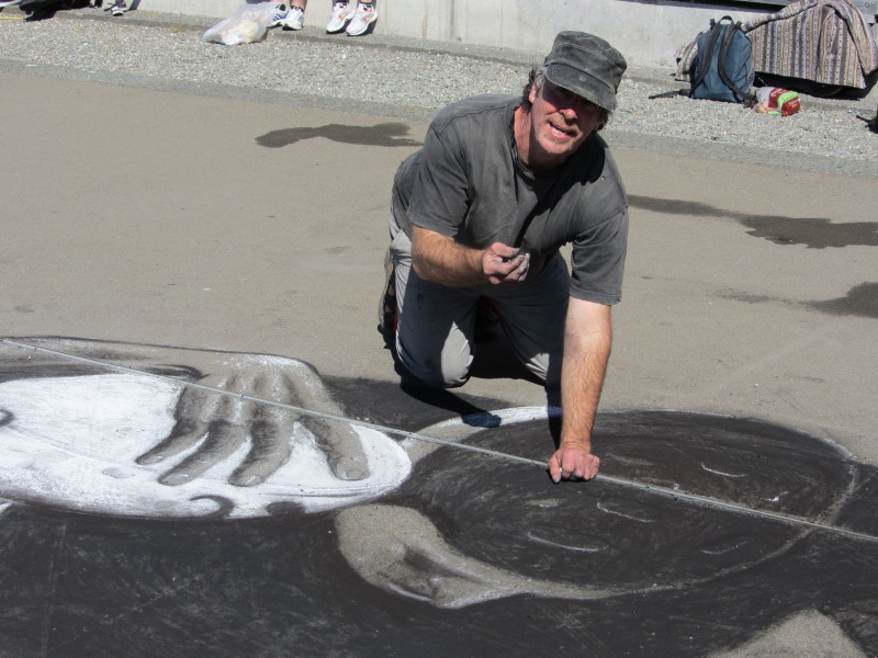 Me doing a chalk drawing outside Te Papa National museum
