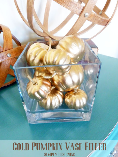 Gold Pumpkin Vase Filler | #diy #pbknockoff #fall #thanksgiving #gold #pumpkins