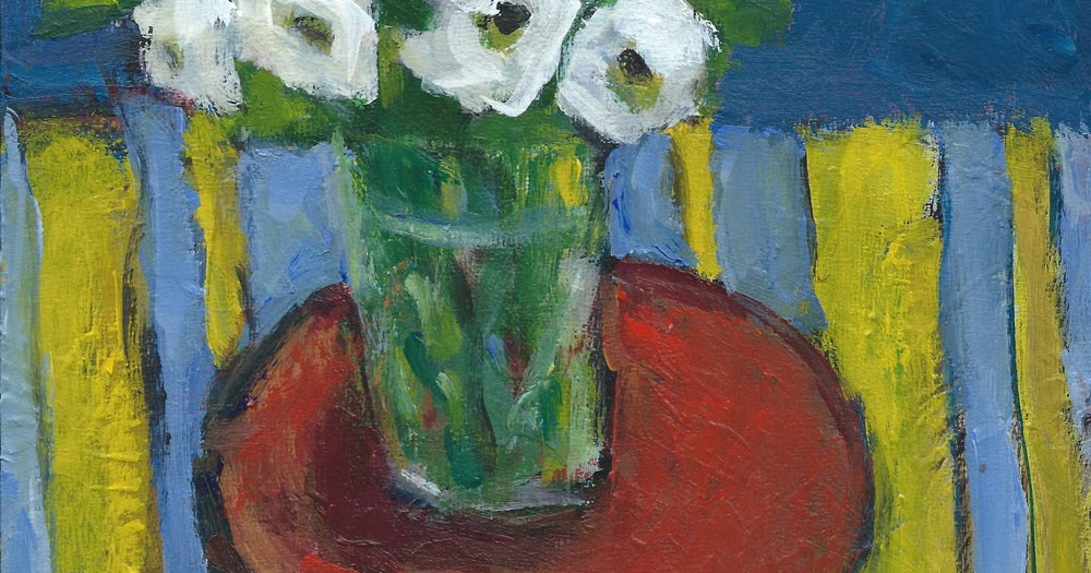 Dolores Holt's Mark Making: White Flowers on a Red Plate