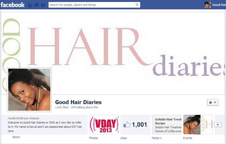 Thank you for the 1001 like on Facebook Good Hair & Beauty Diaries