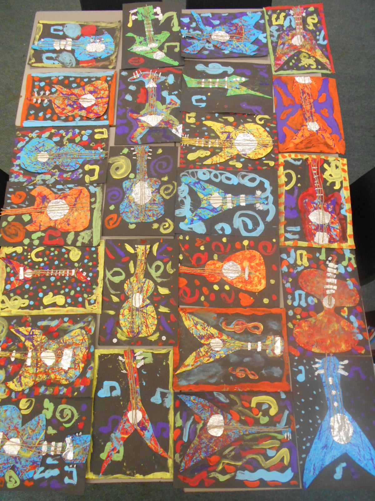 Bricks & Wood School Art Activities Jackson Pollock Guitars