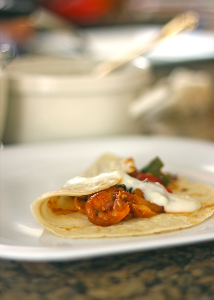 Blessings From My Kitchen Savory crepes with spicy shrimp and white sauce