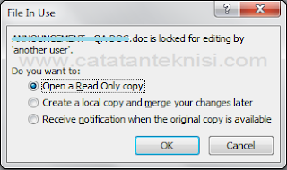 file is locked for editing by another user