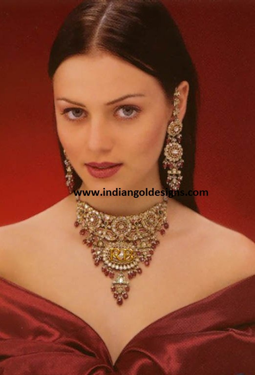yana gupta in designer gold bridal gemstone necklace set fadal manila