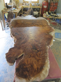 curly redwood slab headboard