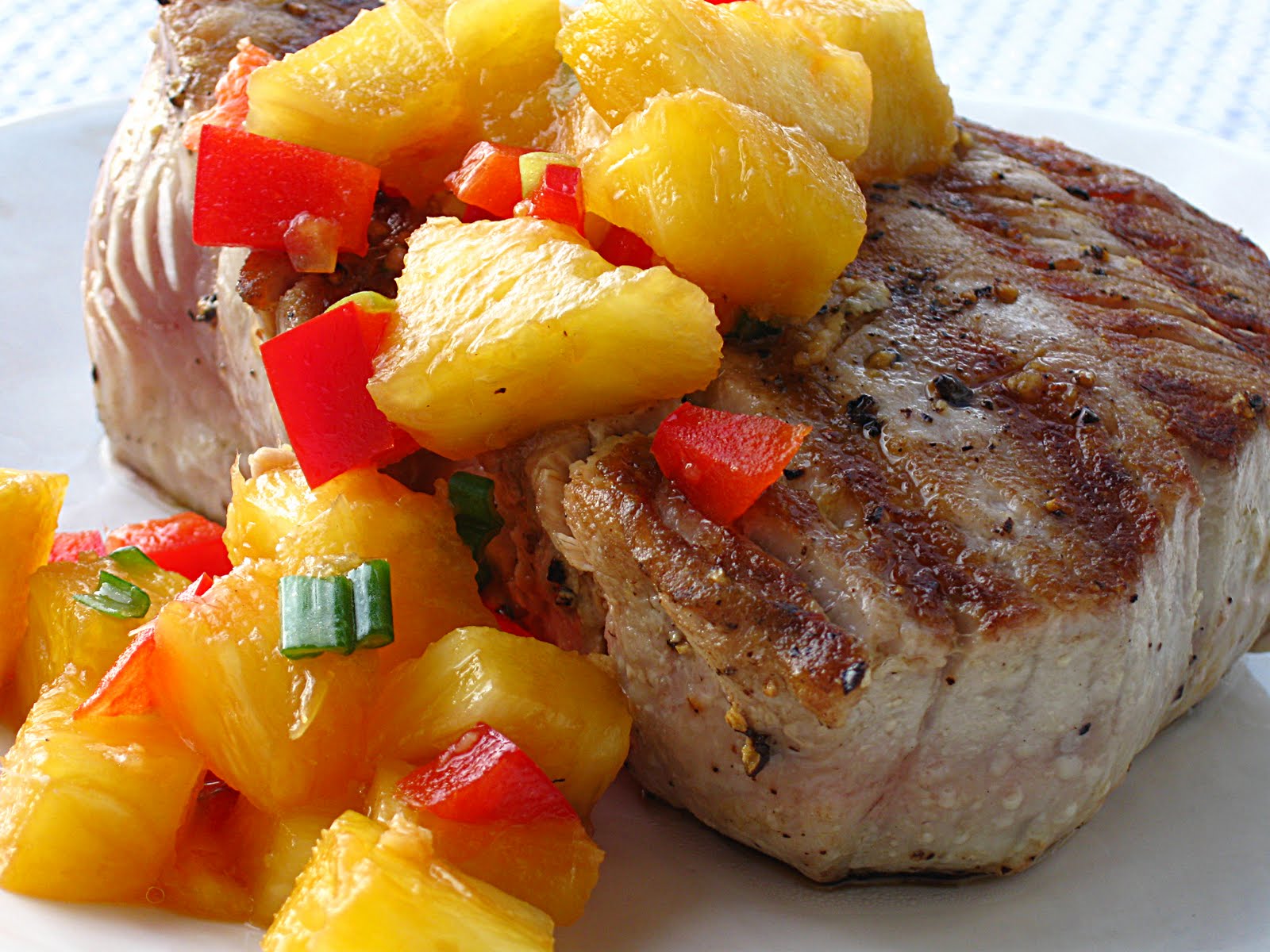 All That Splatters Grilled Tuna with Pineapple Relish