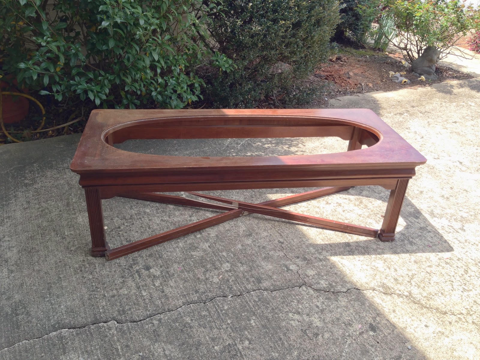 The Painted Cottage SC Broken coffee table into cocktail ottoman!