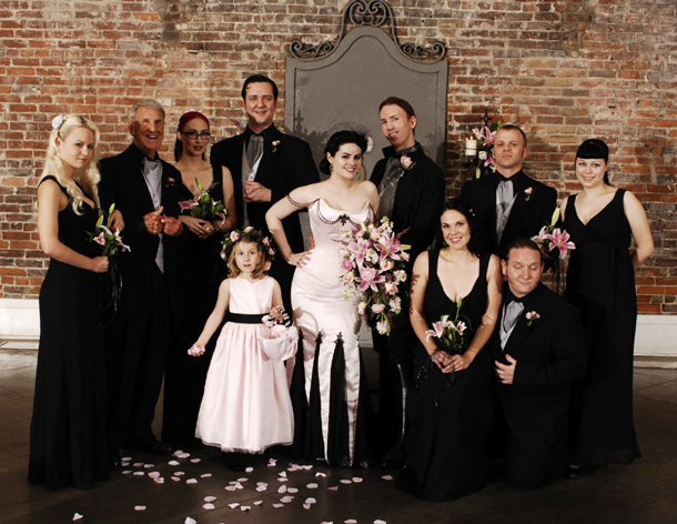 black dress bridal party