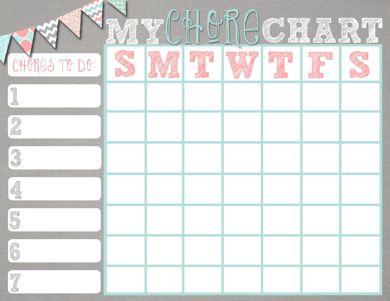 Free printable downloads from ChoreTell Free chore blank chore charts printable