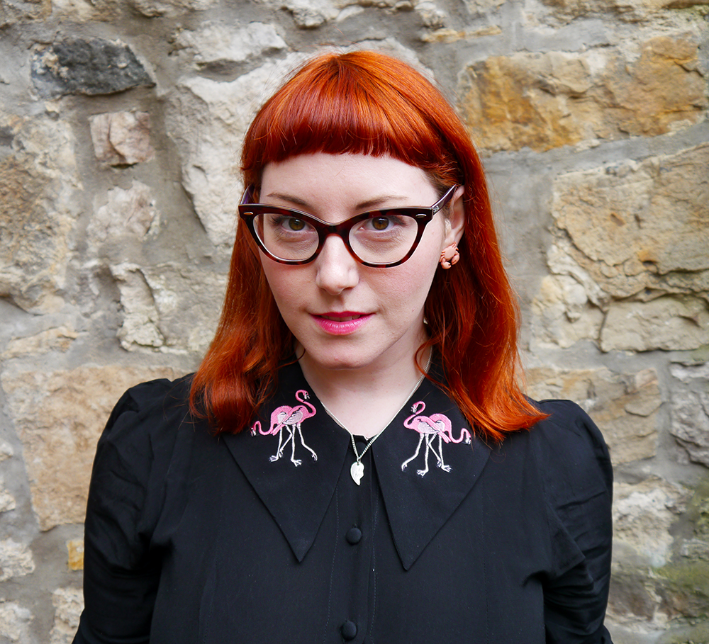 Hints of Pink Edinburgh, Scottish bloggers, Metropolitain Fashion Show, Blogger awards, Coco Fennel flamingo dress, Best Witches necklace from Cheap Frills, ASOS pink pom pom shoes, polka dot tights, red head, ginger hair