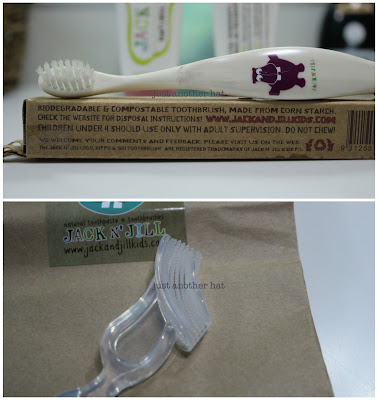 biodegradable toothbrush in hippo and tooth and gum brush