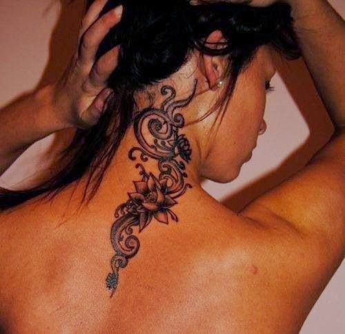 Girly tattoo designs for back of neck, glow in the dark tattoos in the