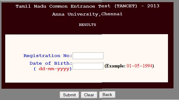 TANCET  Result 2013 Online