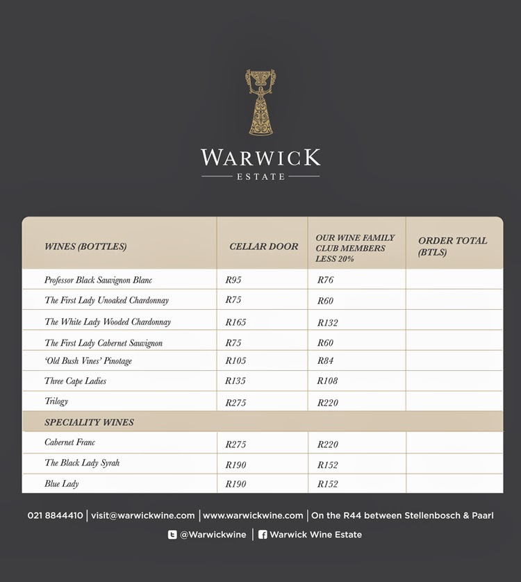 The Warwick Wine Blog Warwick cellar door pricelist