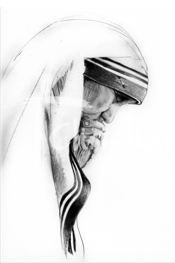 High Resolution Christian Images & Staffs: Mother Teresa - Pencil Drawing