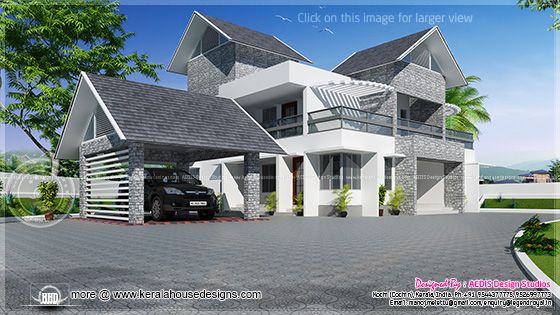 Modern sloping roof house