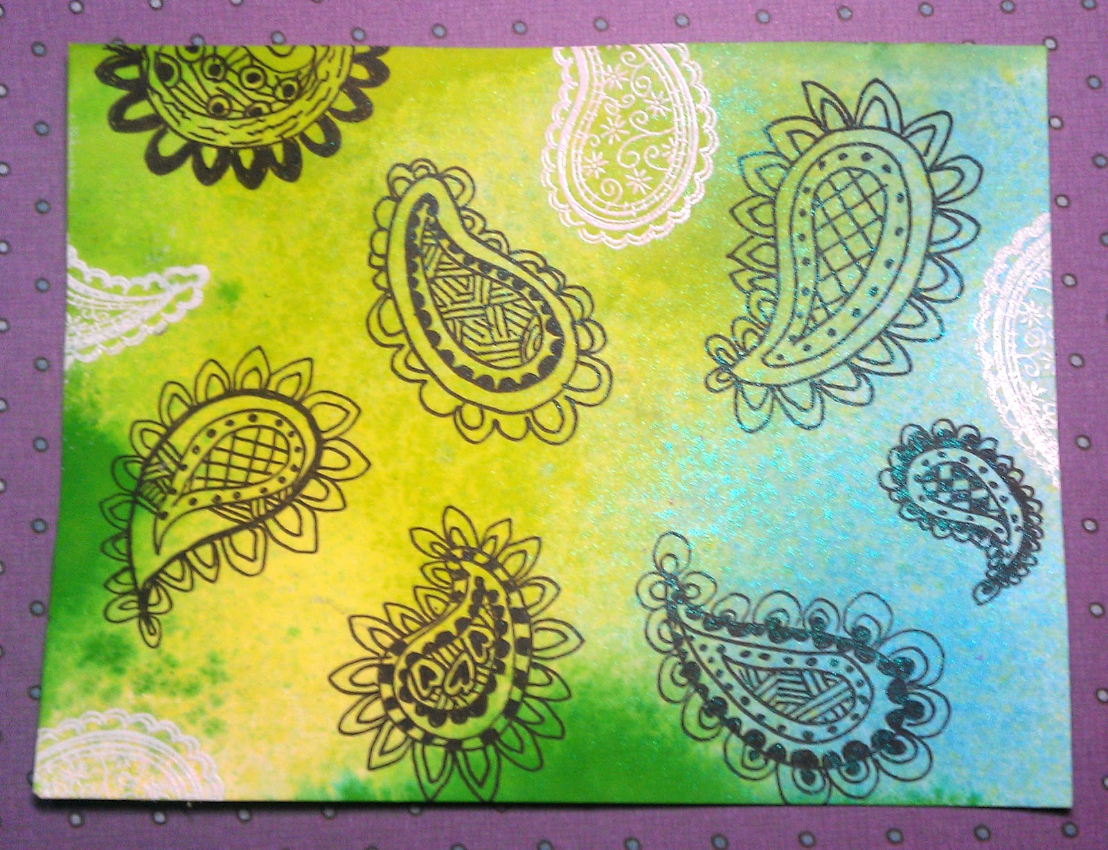 ... mix of doodles, stamping and paper piecing.While the very Middle paper