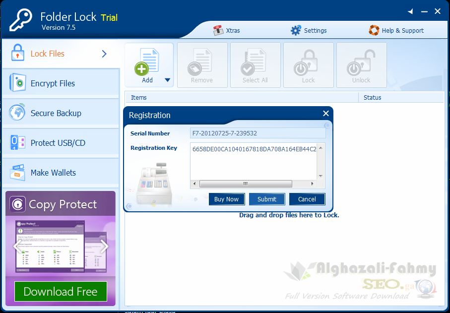 Folder Lock  Key Serial