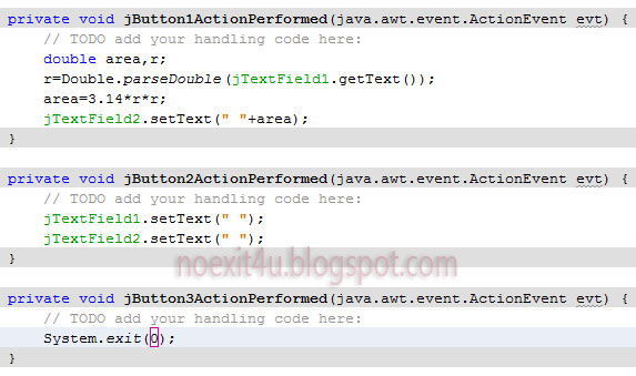 Java Program Calculate Area