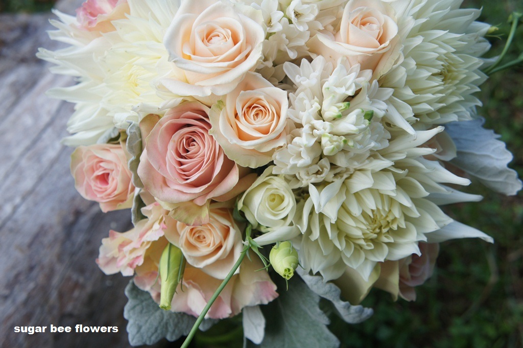 Peach white and cream wedding at Werribee Mansion