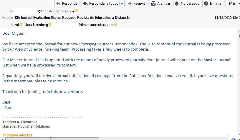 Blog de RED Revista de Educación a Distancia Confirmación