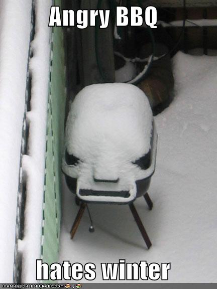 Funny winter and Snow: Angry bbq hates winter