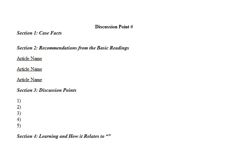 Point Of Discussion Word Template Template Sample