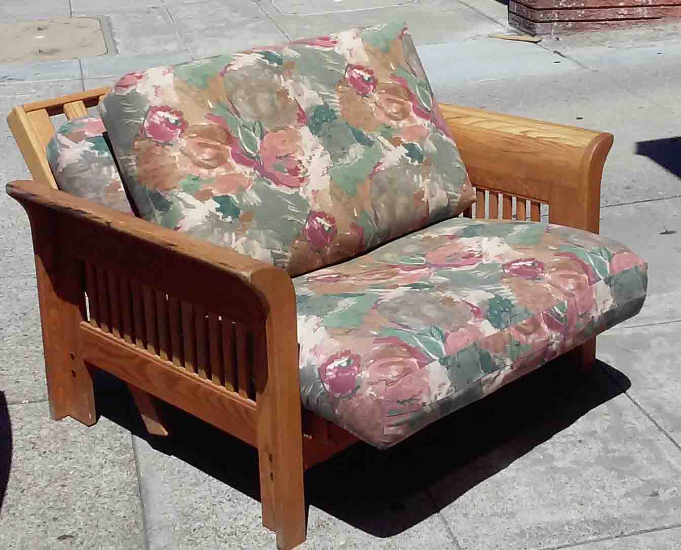UHURU FURNITURE & COLLECTIBLES SOLD Futon Chair (retractable ottoman) 50