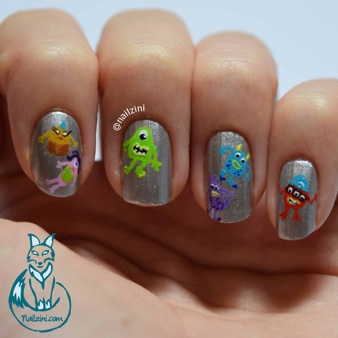 Monsters, Inc. Halloween nail art
