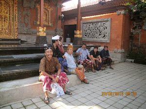Locals  in "Raja of Ubud's" courtyard to meet him.