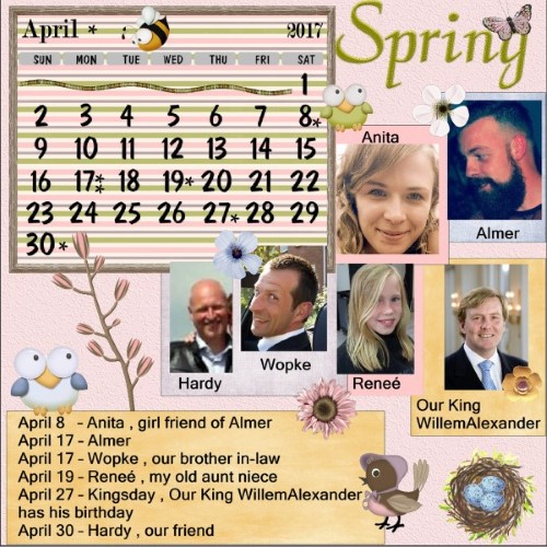 April 2017 Dutchie-Nelleke's Calendar