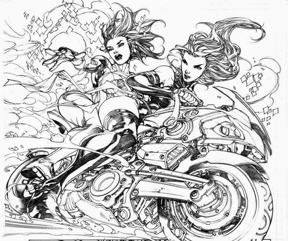 Dessin - Page 4 Girls+moto