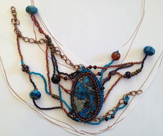 Process photo - freeform beadwoven necklace by Karen Williams