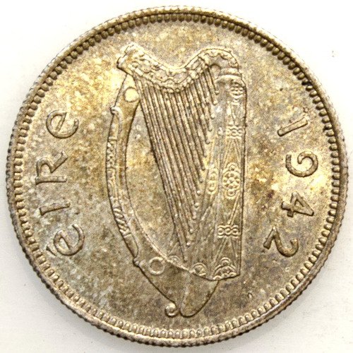 Sterling Silver Coins Ireland Silver Shilling Very High Grade Coin