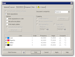 pengaturan output print separasi