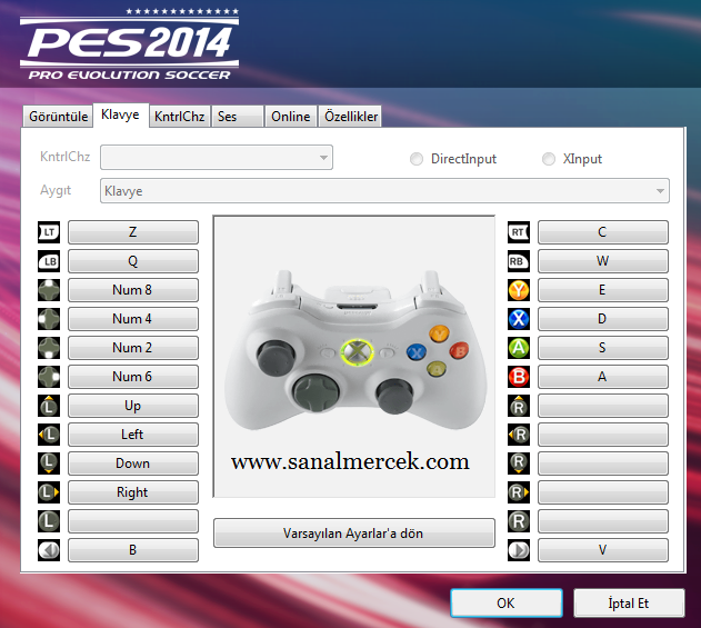 sanal mercek pes 2014 icin en iyi klavye ve kol ayarlari