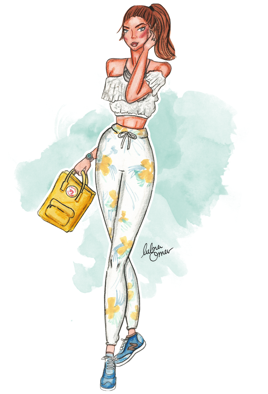 casual sweatpants look fashion illustration by lubna omar