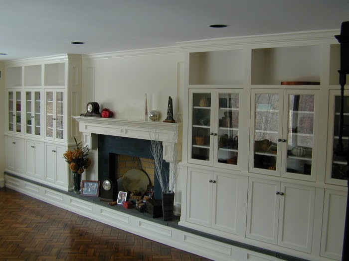 Fireplace with Built in Wall Cabinet