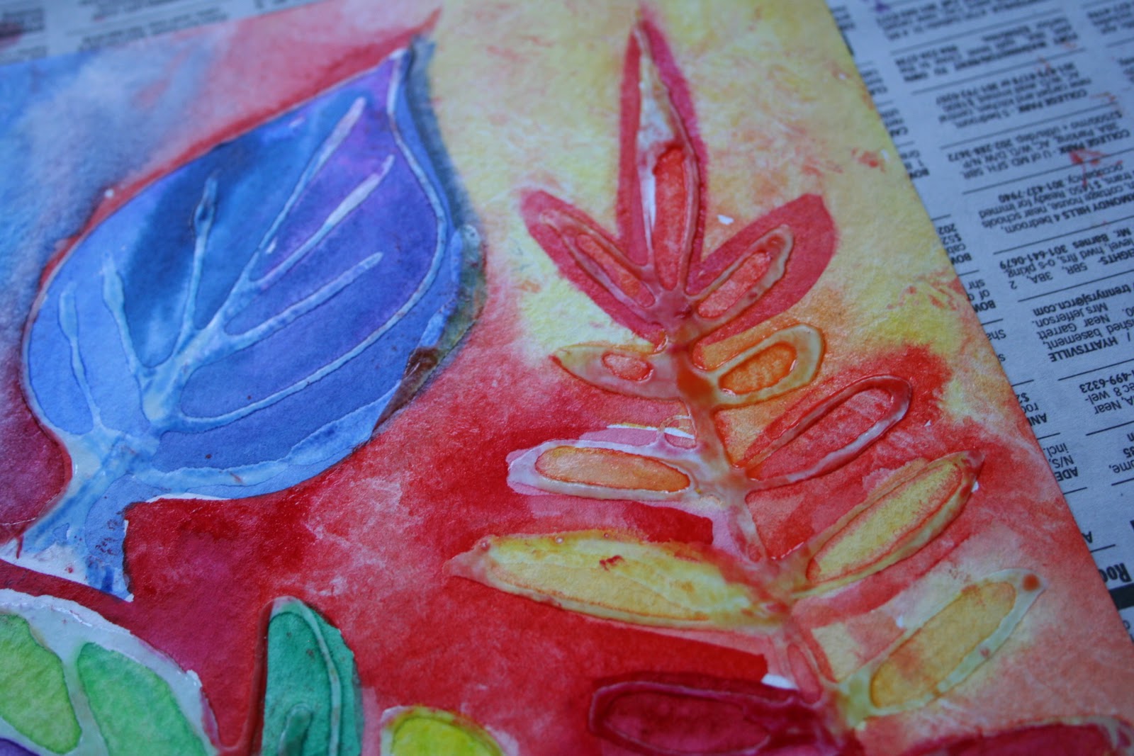 Pink and Green Mama * Easy Colorful Fall Leaf Project With Elmer's Gel