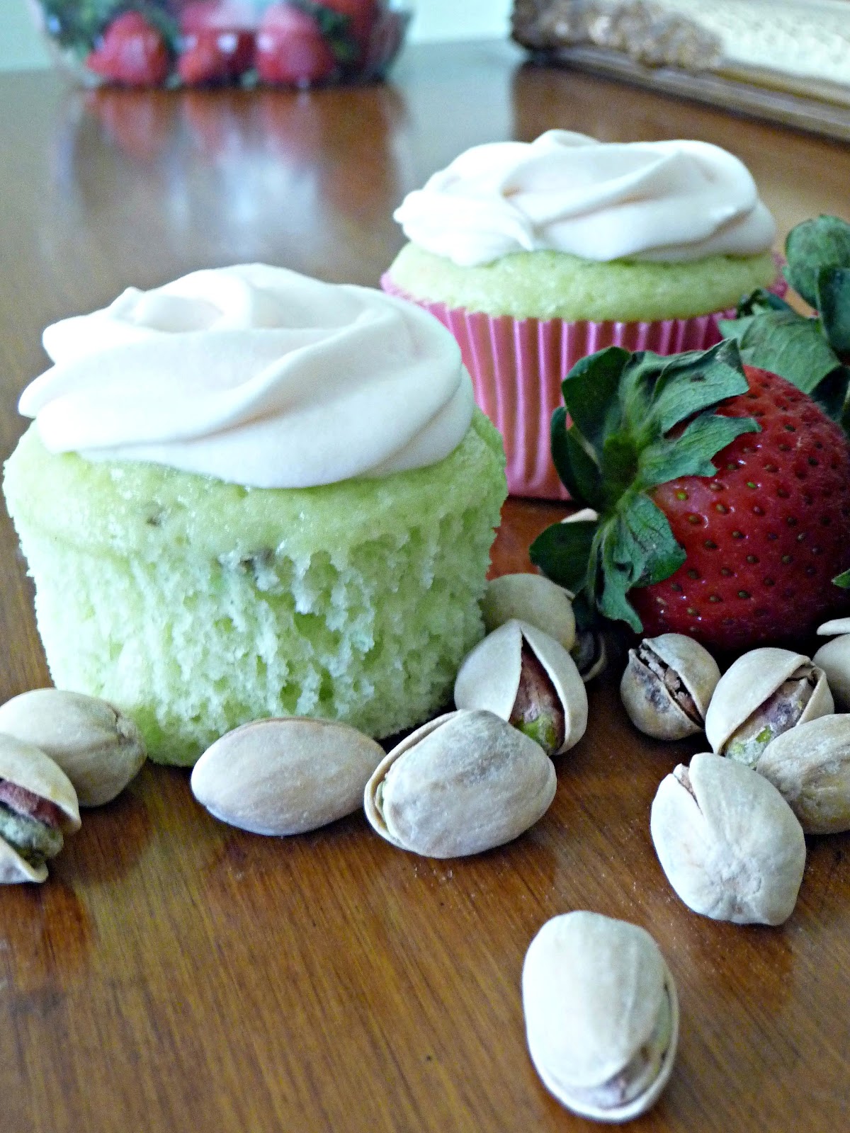 Pistachio Cupcakes with Strawberry Cream Cheese Frosting Life Tastes Good