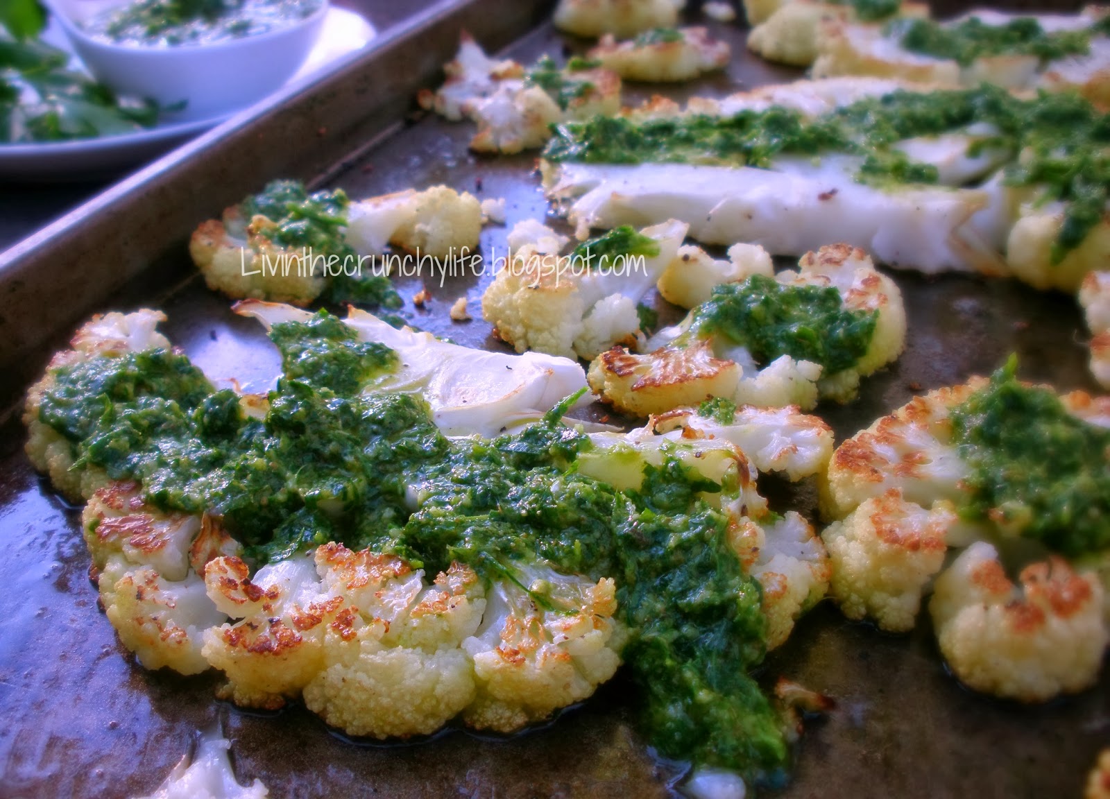 Roasted Cauliflower Steaks with Chimichurri (Paleo, Autoimmune, Whole30